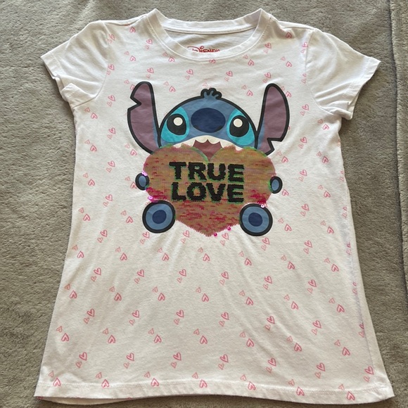 Disney Other - Girls L (10/12) Stitch Valentines Day T
